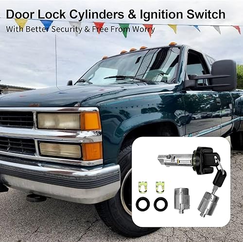 Miniatura 5 de Cilindro de cerradura del interruptor de encendido y cilindros de cerradura de puerta con llaves  Reemplazo para Chevy GMC CK Pickup Suburban Tahoe