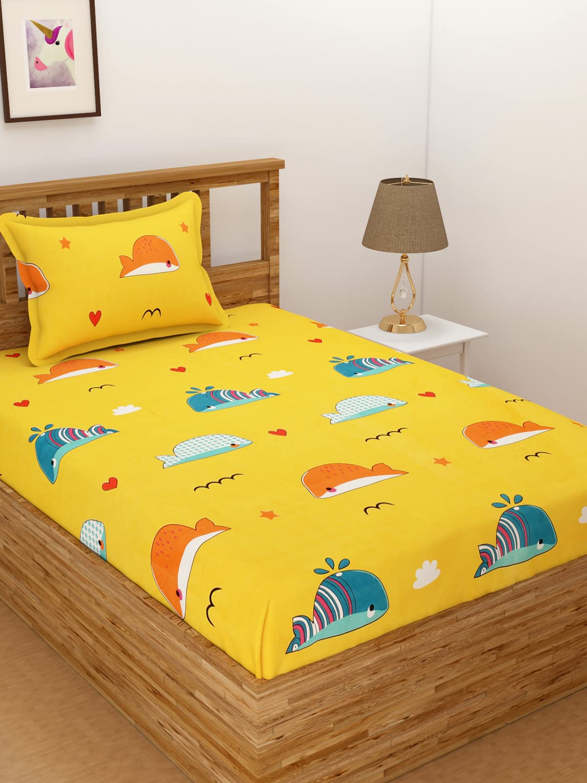Florida Eclairs Kids Bedsheet for Single Size Bed with Pillow Cover and Made of Cotton with Fish Print (B09RP5856L) Amazon Price History, Amazon Price Tracker
