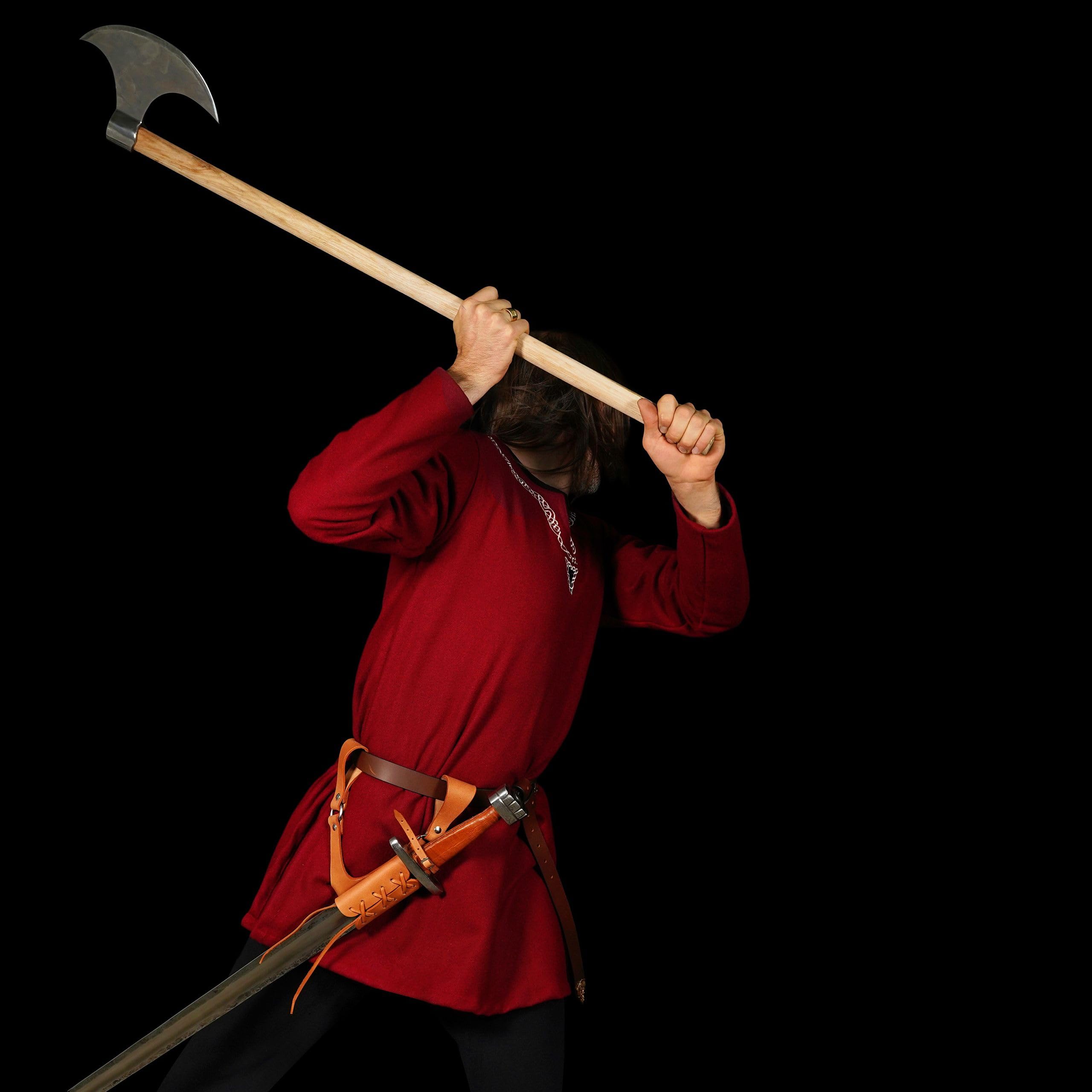 Mythrojan Aventurero medieval de rana espada con soporte de cuero para estoque universal, espada ancha, cutlass