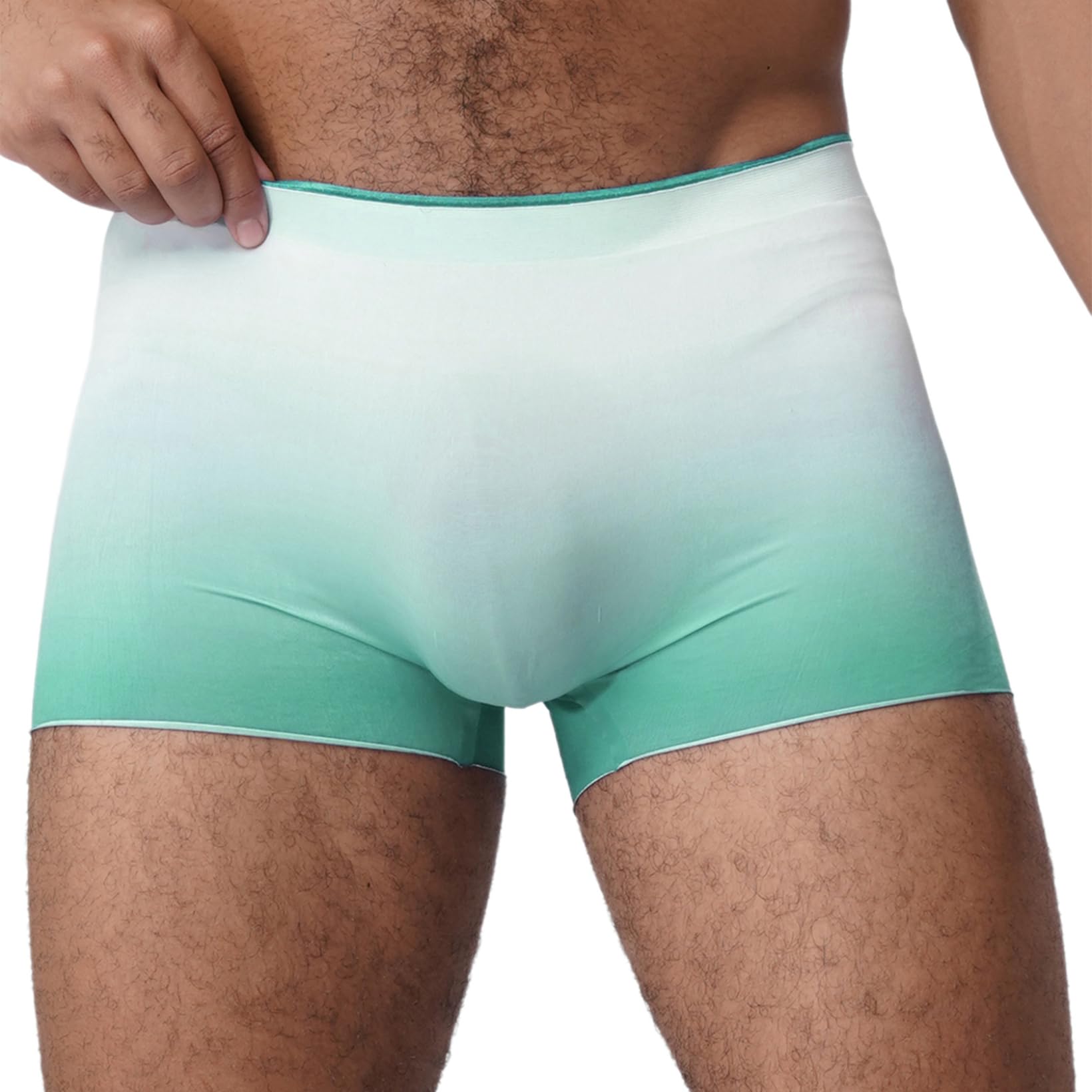 Mens Gradient Silk Boxer Shorts Elastic Waistband Boxer Underwear Swim Trunks for Boyfriend Gift