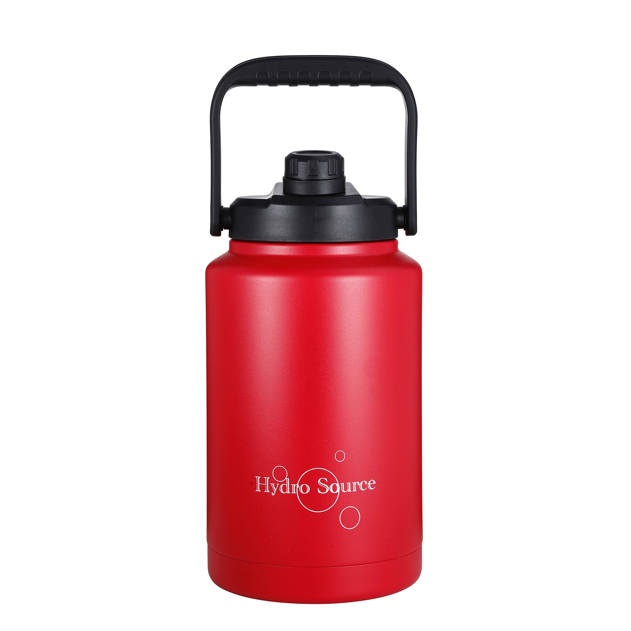 Hydro Source Water Jug, 1 Gallon Water Bottle, Triple Walled Insulated Water Bottle, Large Stainless Steel Water Thermos, Reusable Metal Waterbottle, Leak-Proof Water Flask (128 OZ - Red Color)