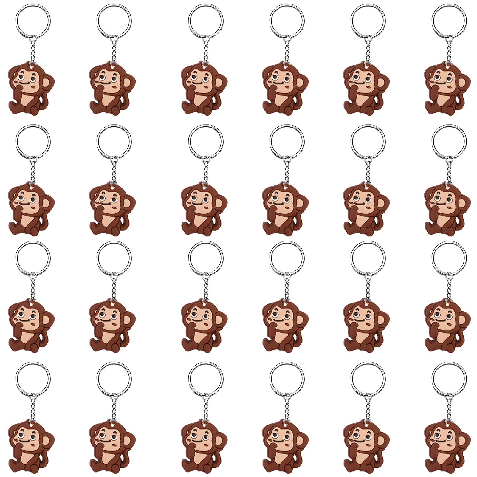 iMagitekiMagitek 24 Pack Monkey Keychains Keyrings for Monkey Themed Party Favors, Jungle Animals Party Favors, Baby Shower Return Gifts, Kids Birthday Party Bag Fillers