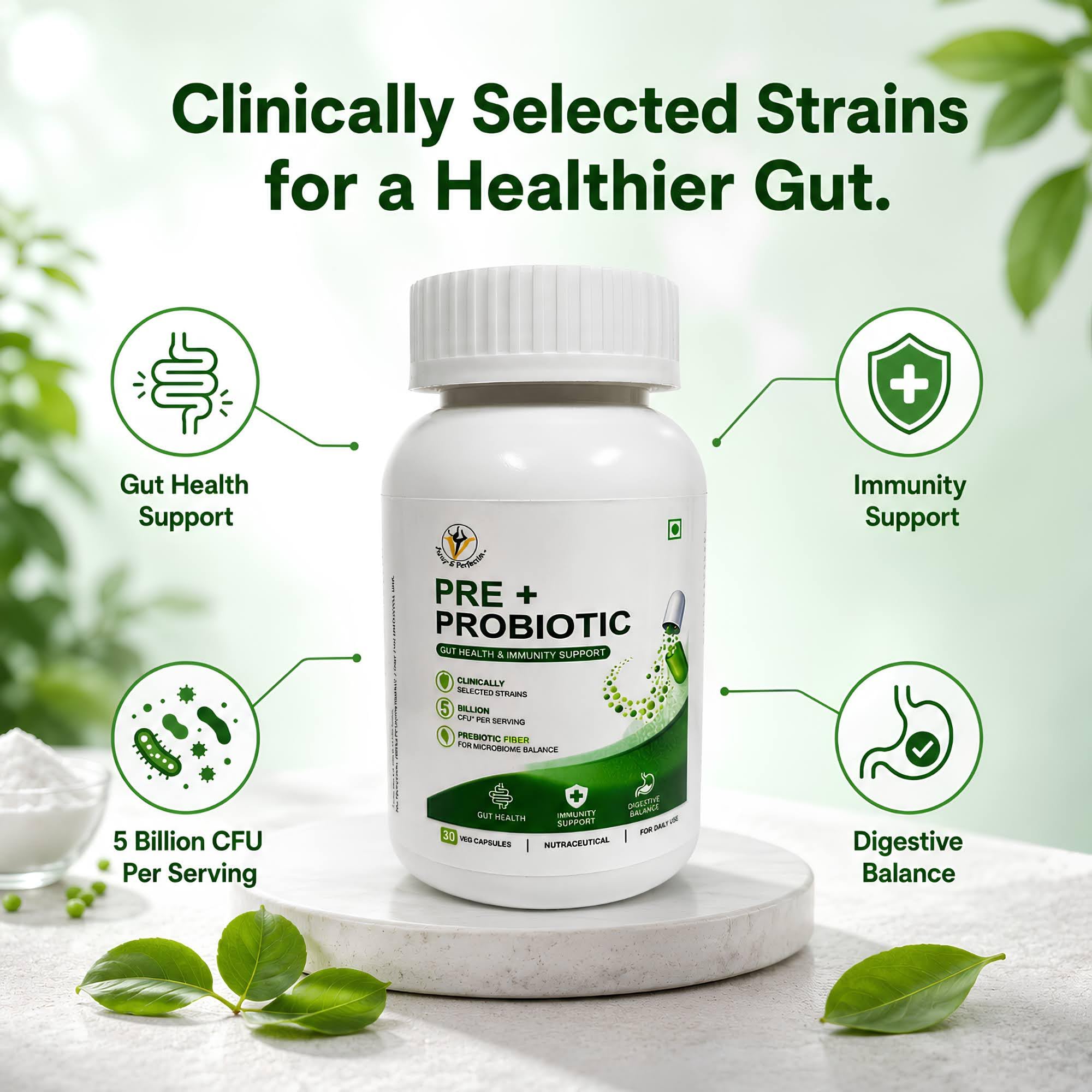 Prebiotic & Probiotic with Saccharomyces Boulardii, IBS, Diarrhea,Lactose Intolerance | For gut health| 30 veg Capsules — Amazon image 6