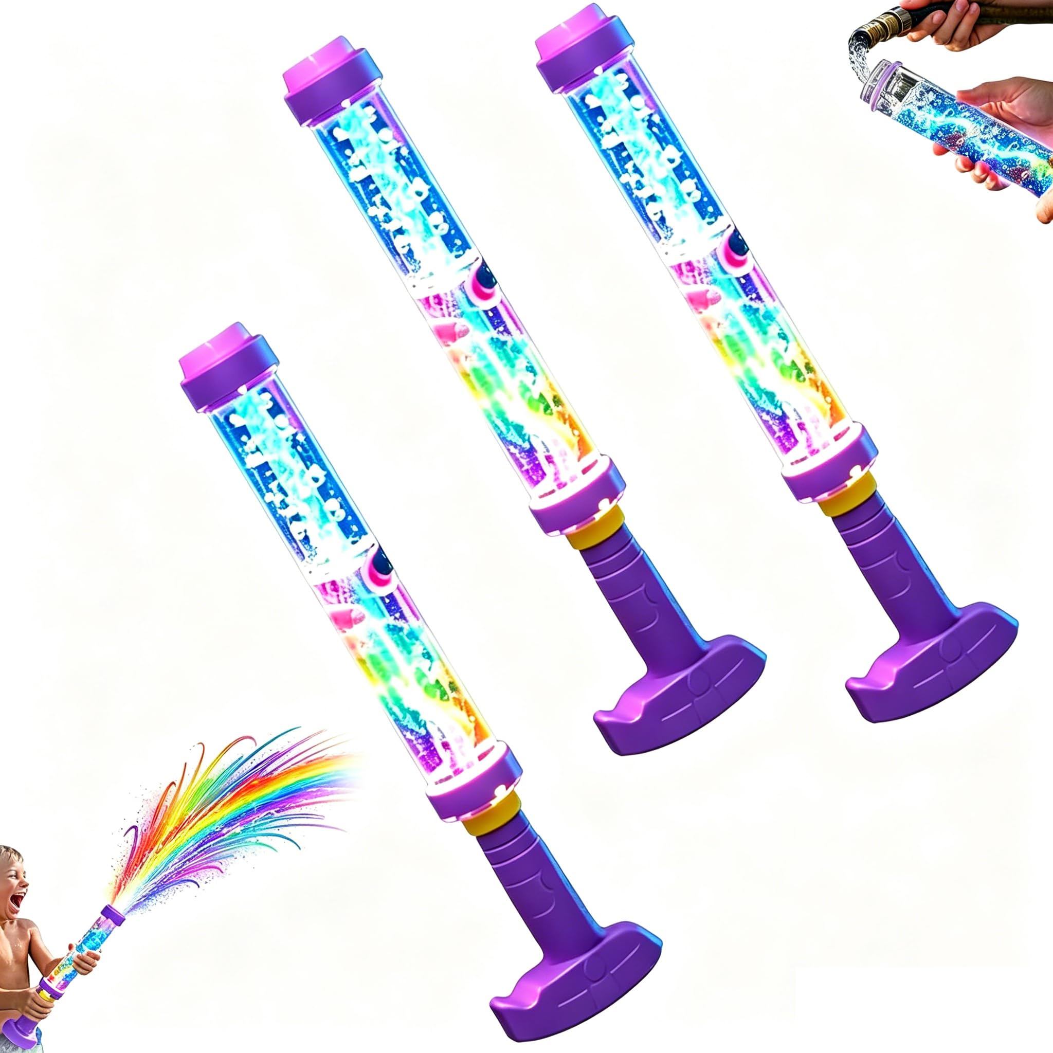 Led Rainbow Water Blaster, Summer Firework Prank Water that Pops Like Magic