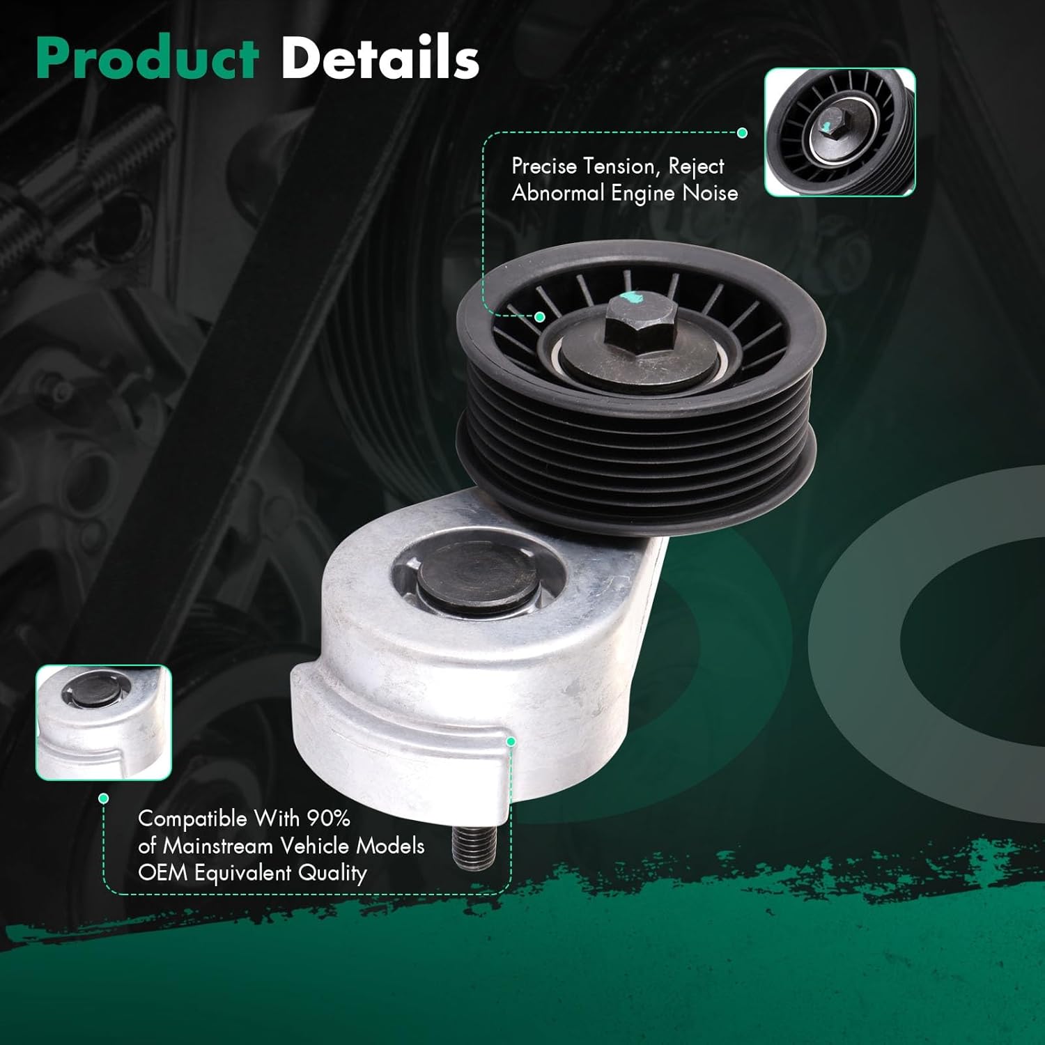 SCITOO 419-301 Belt Tensioner with Pulley Fits for 98-03 for Dodge for Durango 97-01 for Dodge for Ram 3500 97-03 for Dodge for Ram 3500 Van 93-98 for Jeep Grand for Cherokee