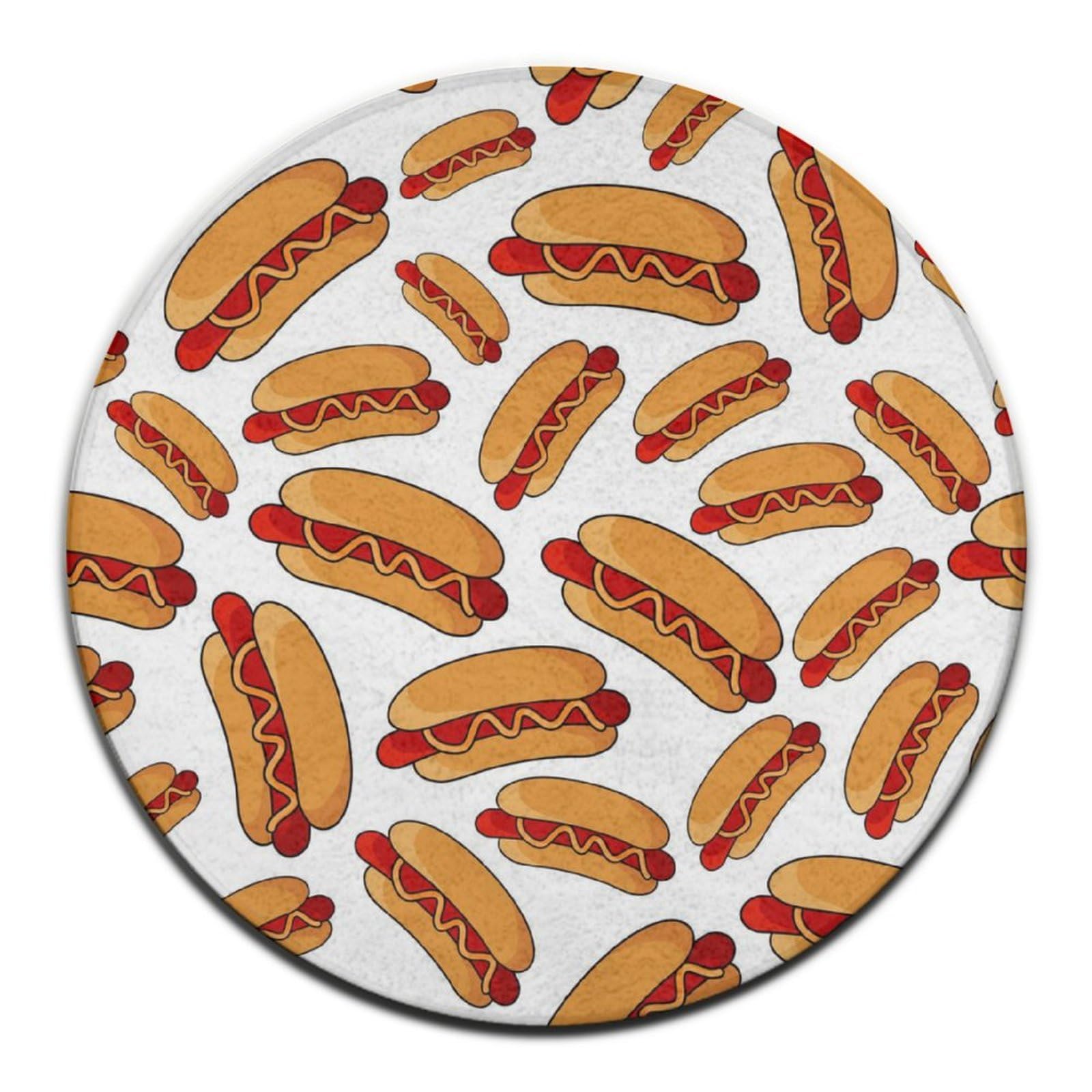 Amazon.com: Modern Round Area Hotdog Fun Food Hot Dog Rug Non-Slip