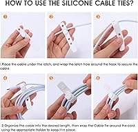 Vista 5 de AROIC 90Pcs Silicone Cable Ties with 3 Sizes,Reusable and Washable with Adjustable Locking Buckle Design, Cord Organizer for Home, Office, Travel