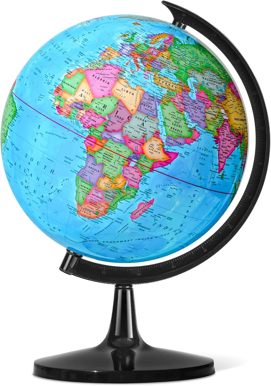 32CM Educational World Globe with Weighted Base, Classroom Decorative Large Earth for Students & Geography Teachers, 360° Rotating Interactive Globe with World Map-Learning Tool& Educational Toys