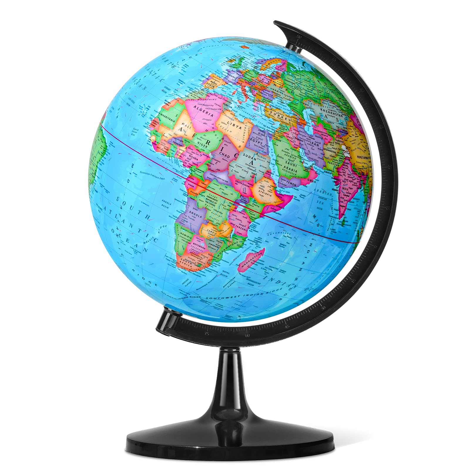 32CM Educational World Globe with Weighted Base, Classroom Decorative Large Earth for Students & Geography Teachers, 360° Rotating Interactive Globe with World Map-Learning Tool& Educational Toys