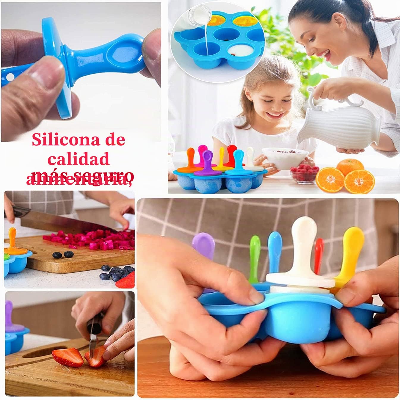 Multifuncional Moldes de Paletas,Mini Molde de Silicona,Mini Moldes Helados Silicona,Molde Paletas Ice Cream Mold para Alimentos para, Hielo, Chocolate, Paletas de Hielo, Helado