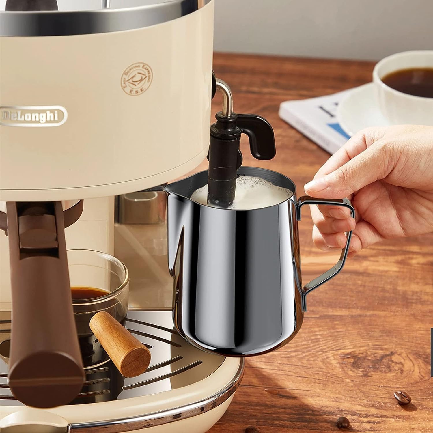 Set 2 Bricchi Da Latte In Acciaio Inox Per Cappuccino - 150ml E 350ml Con Misuratore | Per Latte Art E Caffè - Foto 10