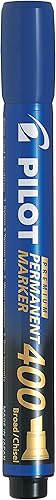 Miniatura 2 de PILOT Premium 400 marcadores permanentes, punta de cincel de punta ancha, tinta azul, caja de 12 unidades (SA4-BLU)