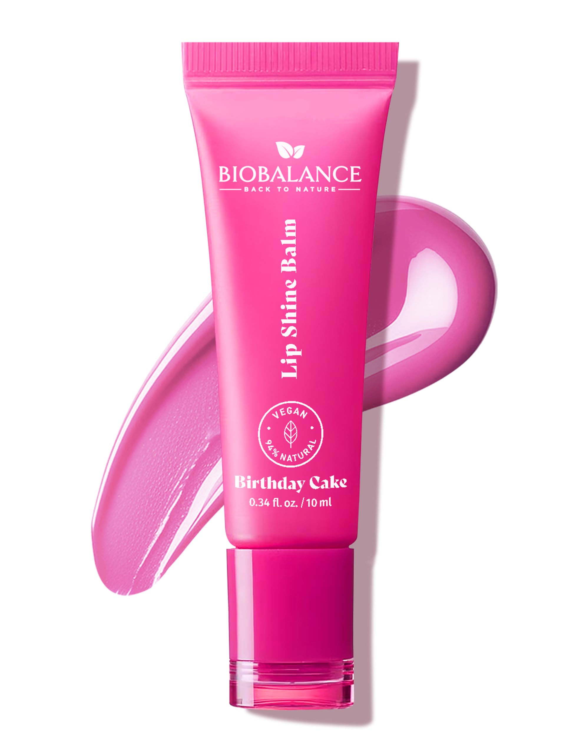 BioBalance Birthday Cake Lip Shine Balm | 10ml | Hydrating Lip Balm | Plumped, Glossy Lips | Tinted Glossy Balm | 3in1 Effect | Keychain Accessory