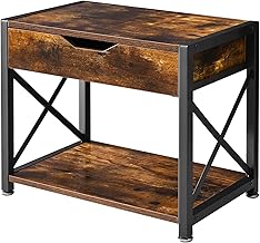 IBUYKE JPTLJ012H Wooden Printer Stand, 2-Tier Printer Storage, Printer Rack, Top Shelf with Drawers, Desk & Understand, Width 17.3 x Depth 11.4 x Height 14.2 inches (44 x 29 x 36 cm), Office, Room,