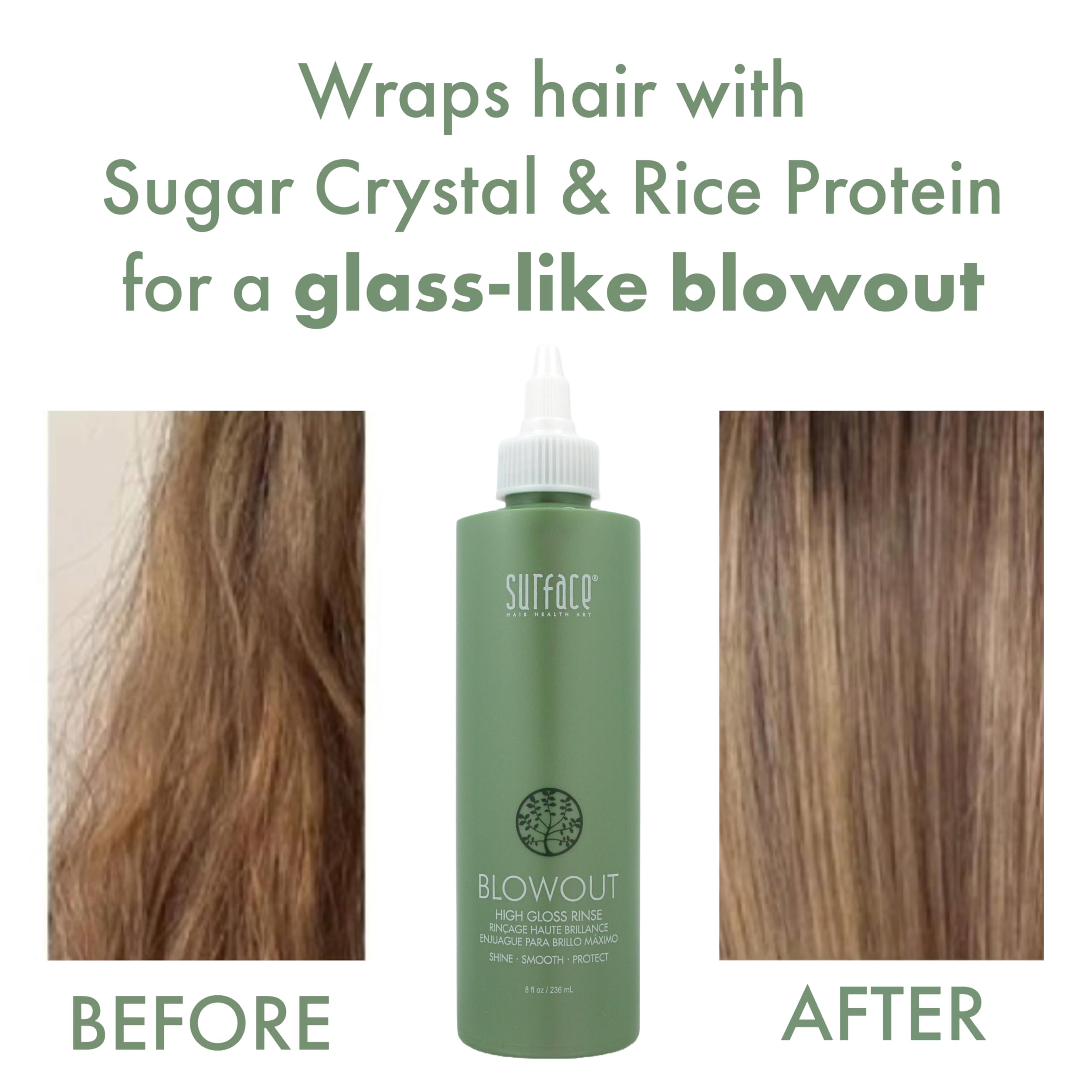 SURFACE Hair Blowout High Gloss Rinse– Organic Ingredients for Women and Men, Heat-Resistant with Babassu Oil for Longer Lasting Blowouts - 8 fl oz