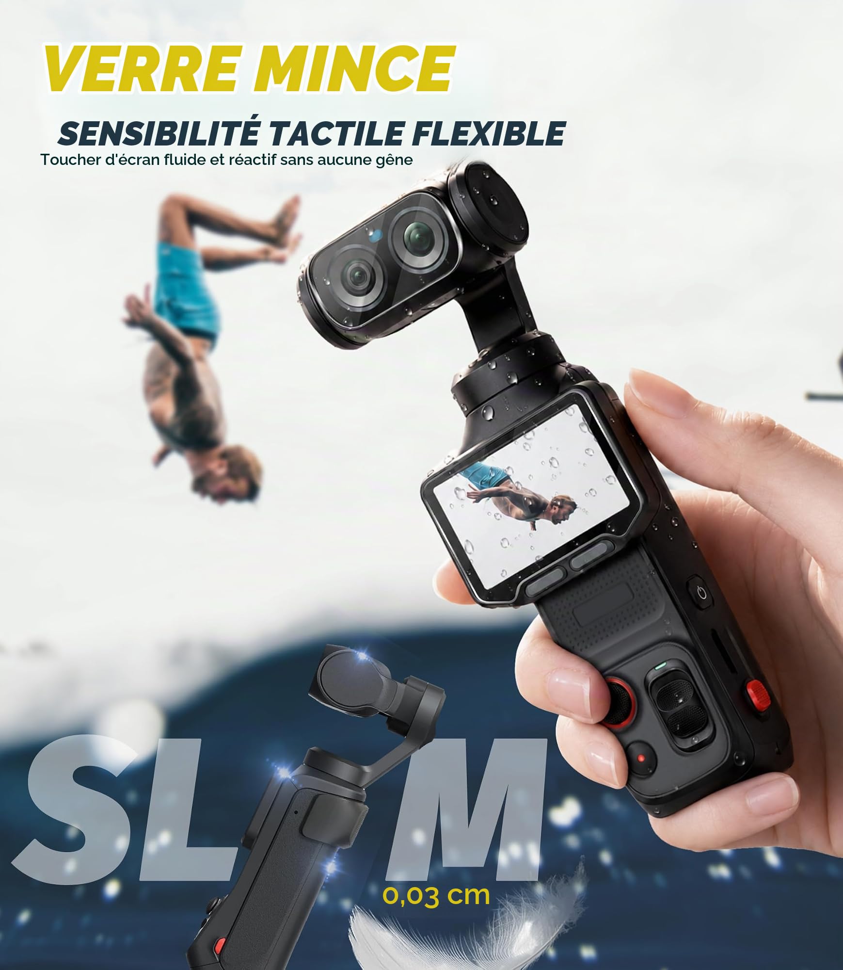 NEWZEROL 4 Pièce Verre Trempé Compatible pour Insta360 Luna Ultra | 2 Protections d'Écran + 2 Protections d'Objectif, Anti-Rayures Haute Définition Sans Bulles 9H, Film de Protection