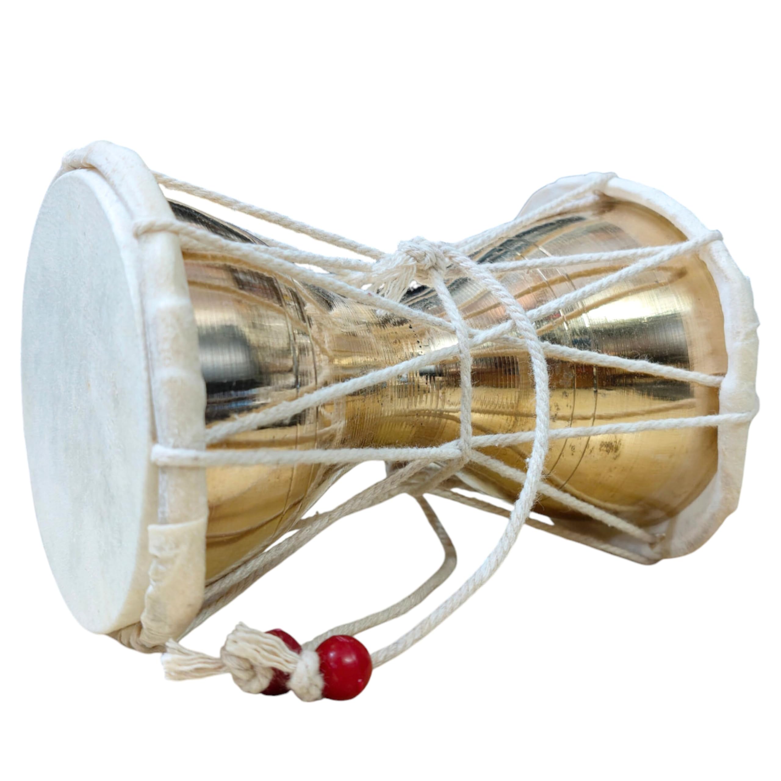 Brass Damru Damroo Drum Handmade indian Folk musical instrument Damaru Lord shiva Percussion Miniature Showpiece Musical Instrument Home Décor 5"inch