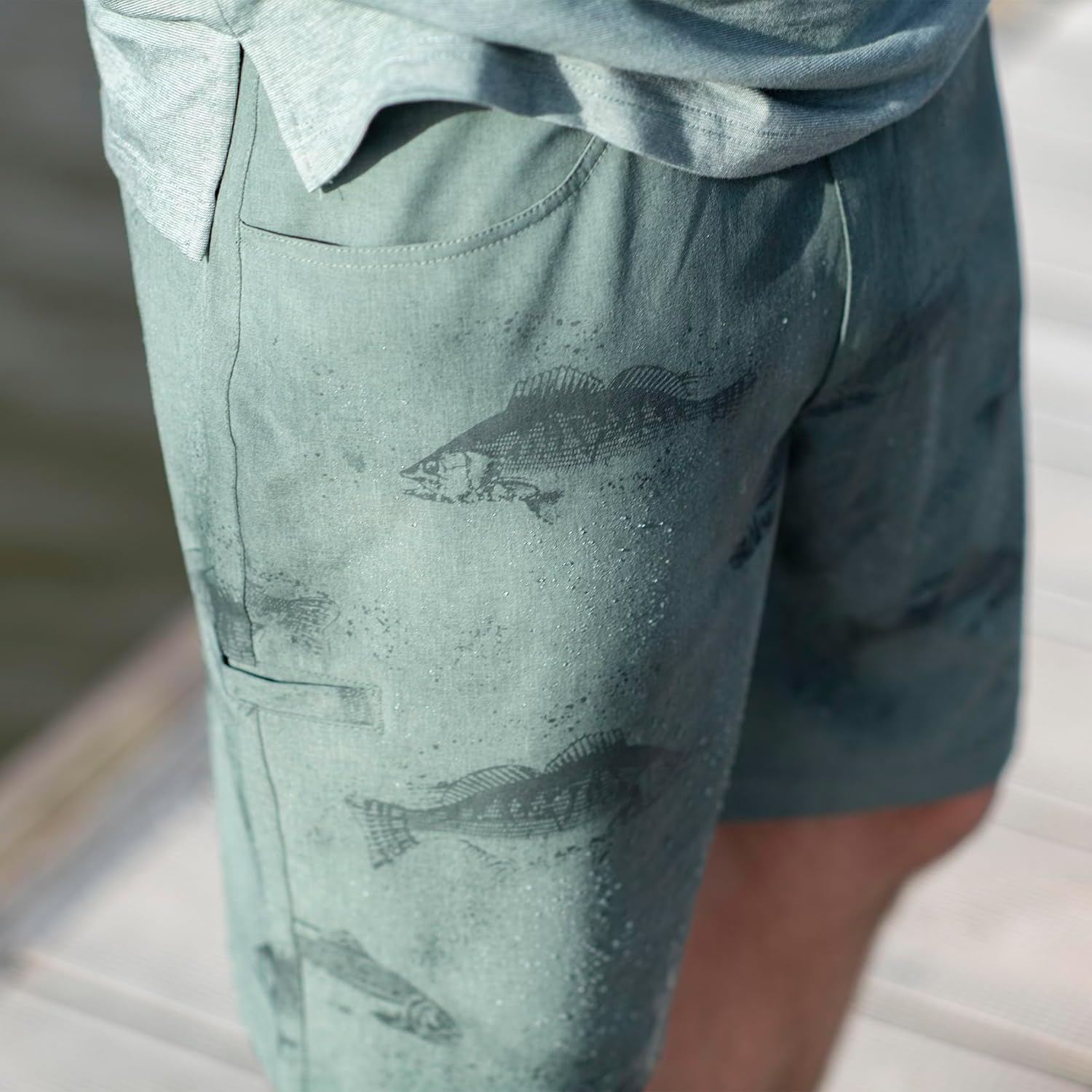 Legendary Whitetails Mens Water Activated Fish Print 9 Inch Inseam Boardshort - Image 2