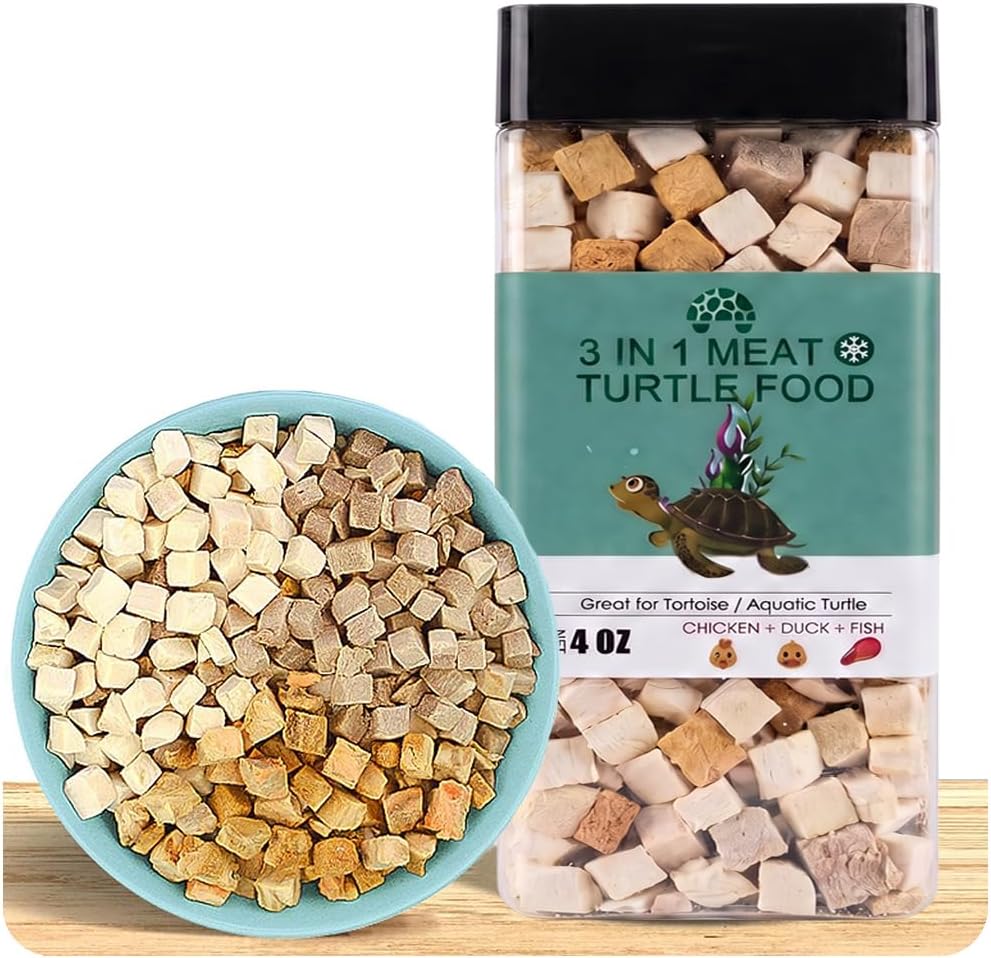 3 in 1 Meat Turtle Food - Chicken & Duck & Fish Meat Natural Freeze Dried Human-Grade Turtle Treats