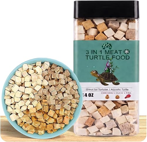 3 in 1 Meat Turtle Food - Chicken & Duck & Fish Meat Natural Freeze Dried Human-Grade Turtle Treats