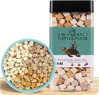 3 in 1 Meat Turtle Food - Chicken & Duck & Fish Meat Natural Freeze Dried Human-Grade Turtle Treats