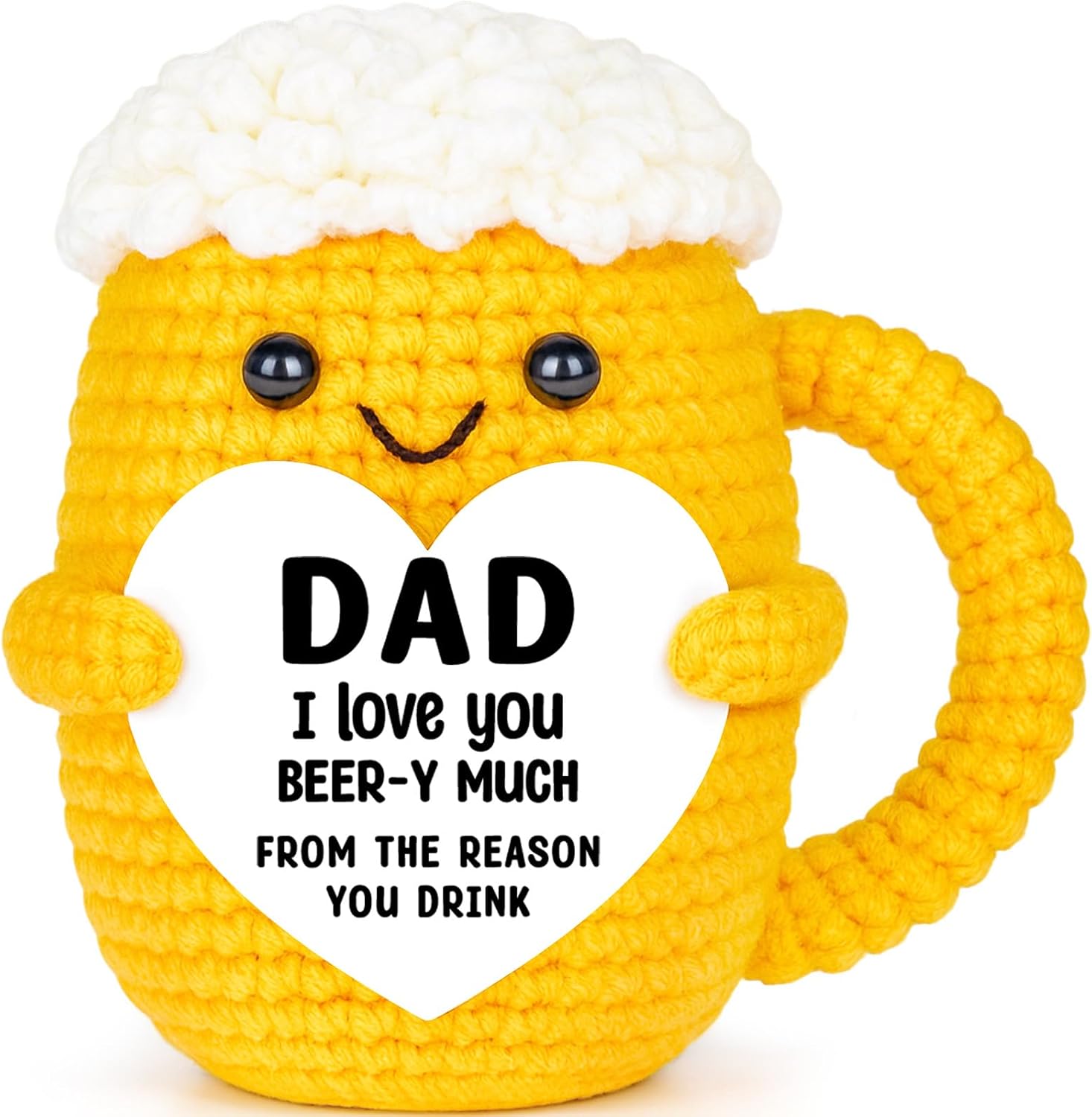 Fathers Day Birthday Gifts for Husband from Wife, To My Husband Handmade Crochet Beer Anniversary Present for Husband Him Men, Romantic I Love You Gift for Hubby Spouse, Funny Home Desk Decorations