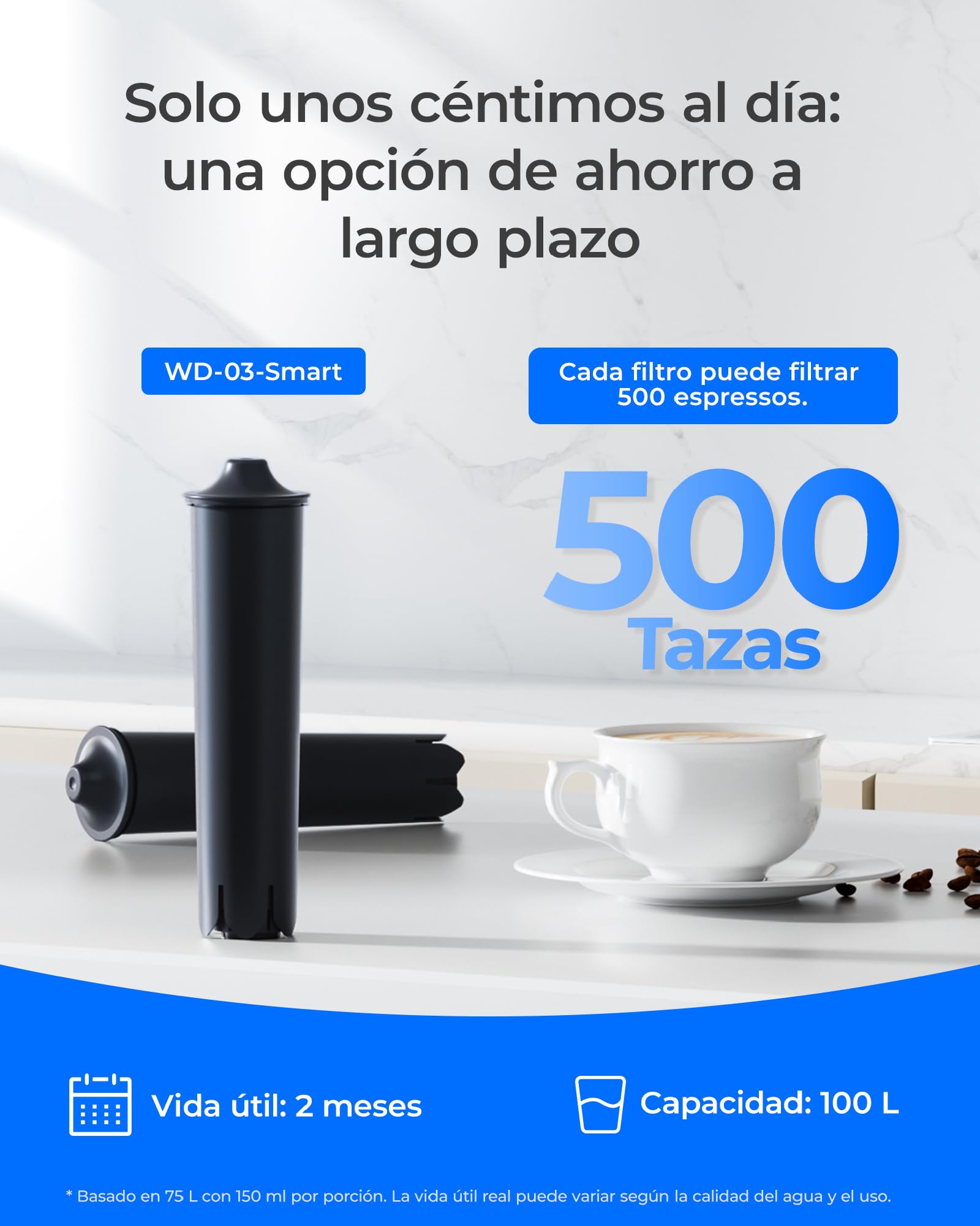Waterdrop Filtre à Café, Compatible avec Smart, Smart+, 24233 Filtre, Compatible avec Jura E8, E6 Machines, Réduit la Teneur en Calcaire (4)