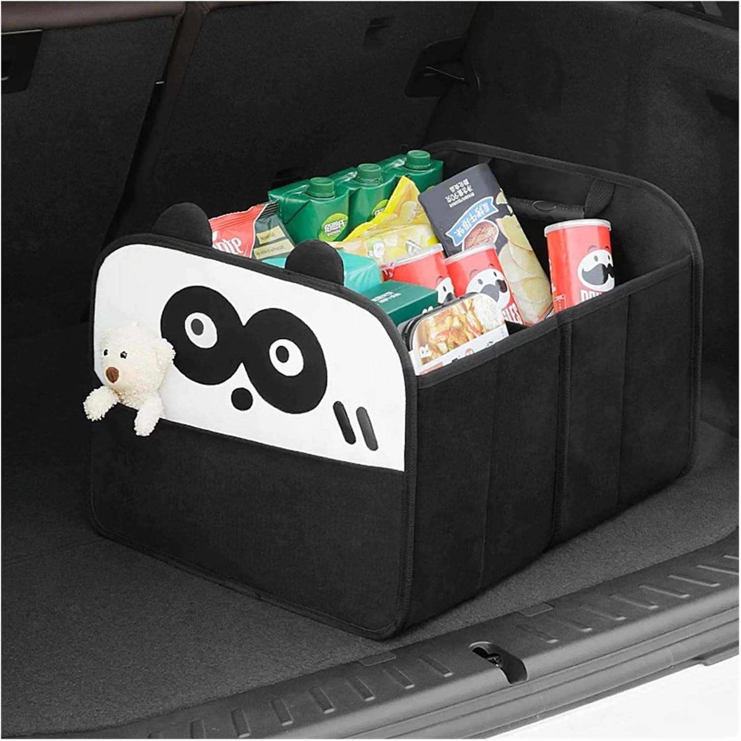 Cute Cartoon Car Trunk Organizer - Large Capacity Foldable Storage Box | Decorative Auto Accessories for Women & Kids | Portable Multi-Compartment Vehicle Organizer (Pink/Blue)(Cute Duck)