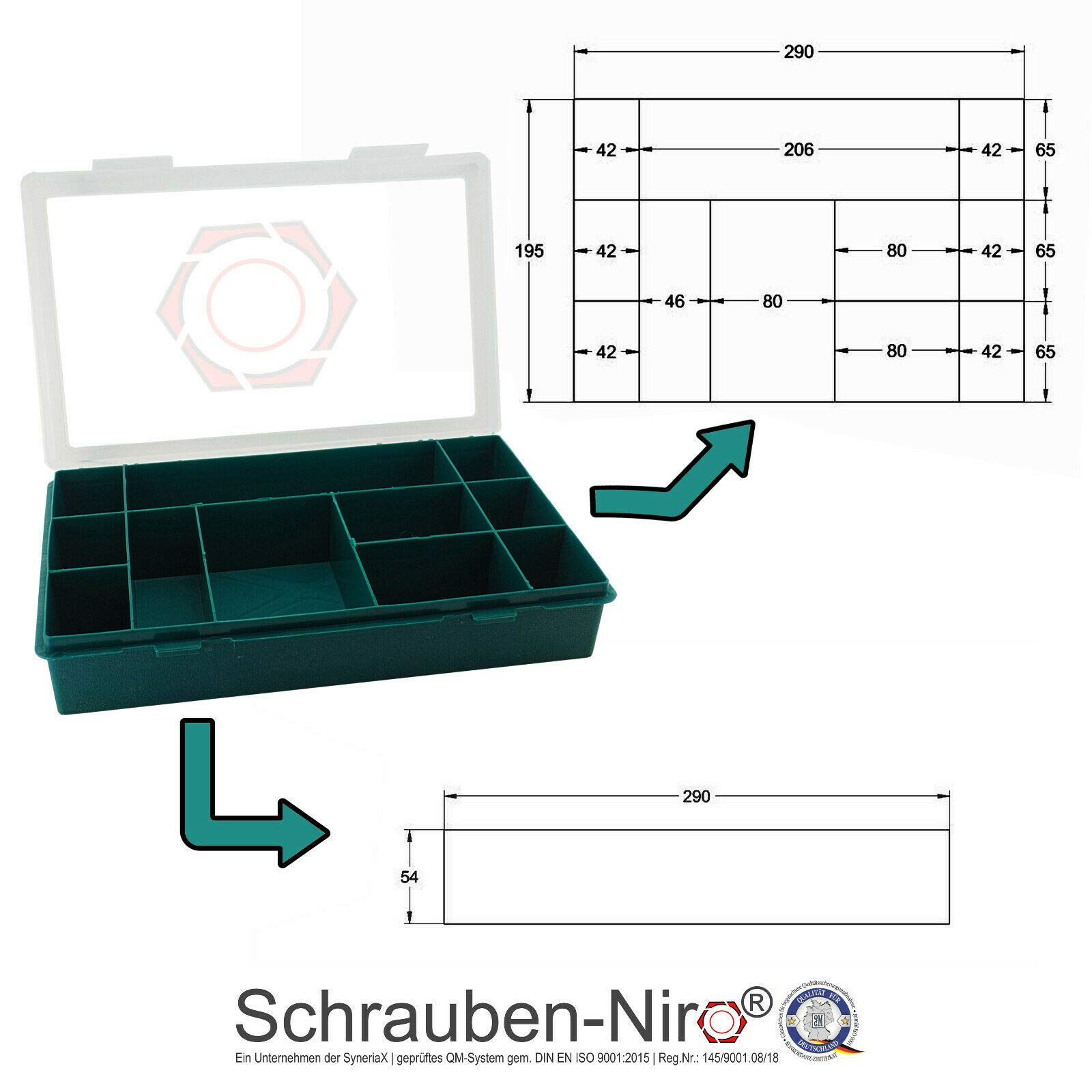 Sortimentskasten mit 21 Fächer für Schrauben und/oder Kleinteile aller aller Art, zb. Muttern, Scheiben oder Anglerzubehör im 6er Pack