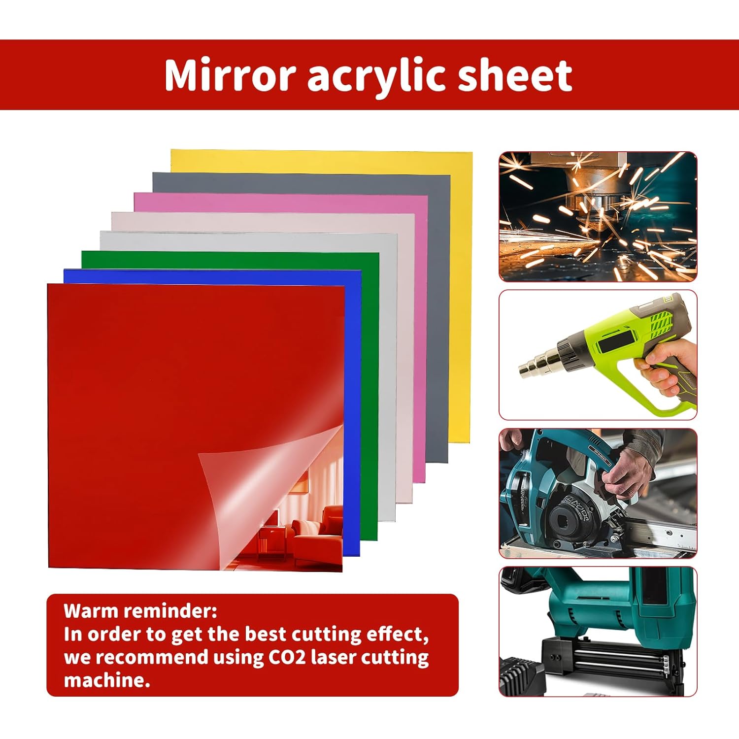 3 Pack 12 x 12 inch 3mm Mirror Sheet, Laser Cut Non-Glass Safe Reflective Acrylic Sheets for Signage, DIY Projects, Replacement Glass, Wall Decor with Double Sided Protective Film
