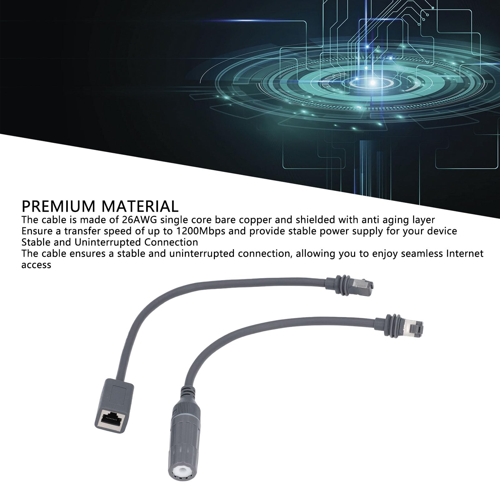 Zunate Câble SPX vers RJ45 Adaptateur pour Gen 3, IP67 Eau 1200 Mbps Vitesse SPX vers RJ45 Connecteur, Câble RJ45 Adaptateur Femelle pour Paraboles et Routeur Gen3