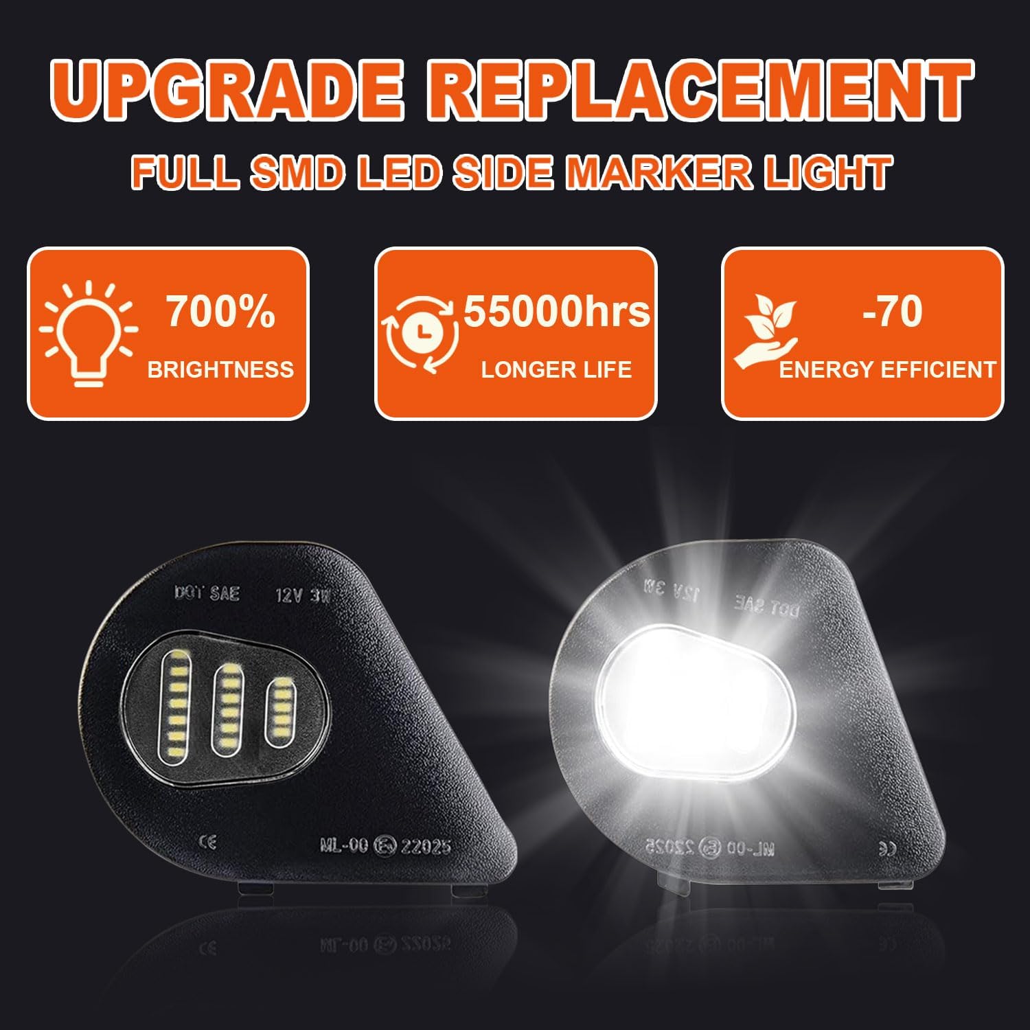 LED Side Mirror Puddle Light Compatible with Ram 1500 2500 3500 4500 5500 2010-2019, White Mirror Puddle Lamps for Pickup Truck, 6000K Turn Signal Puddle Lights, Clear Lens, 2PCS