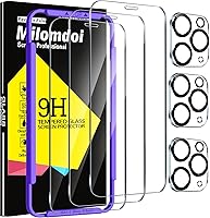 Vista 1 de Milomdoi Paquete de 3 Protectores de Pantalla para Apple iPhone 11 Pro Max con Paquete de 3 Protectores de Lente de Cámara de Vidrio Templado