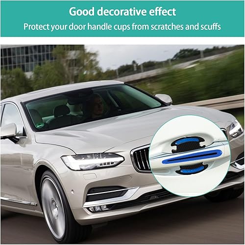 Miniatura 6 de 8 calcomanías reflectantes protectoras para manija de puerta de automóvil, fibra de carbono 3D universal, protector de pintura para manija de puerta