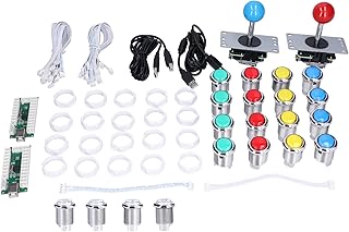 5 Pin 8 Way Joystick LED Arcade Buttons 2 Players LED Arcade DIY Parts Kit USB Encoder Arcade Console DIY Set for Arcade Game Console