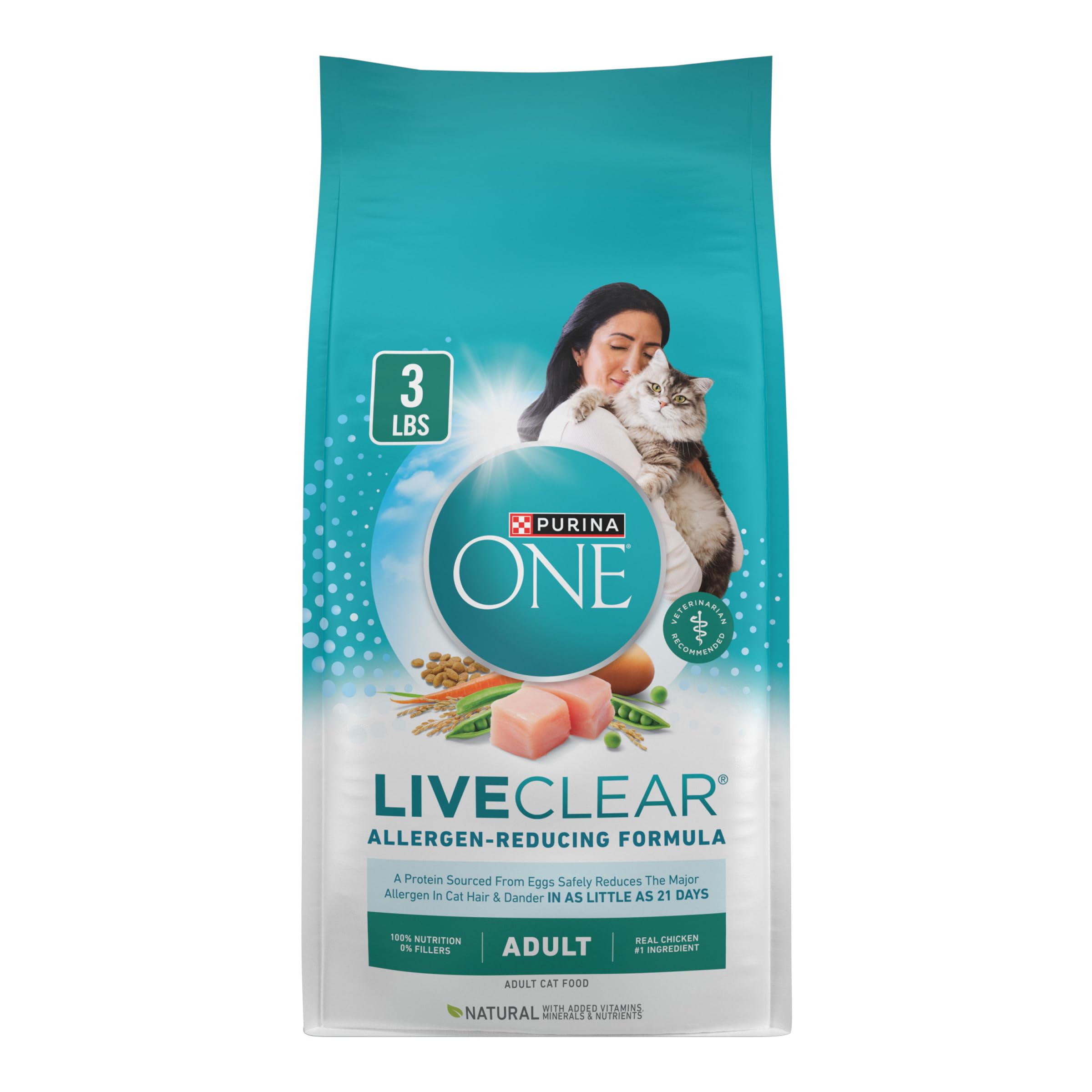 LiveClear Allergen-Reducing Cat Food Dry Formula with Real Chicken As The Number One Ingredient - 3 lb. Bag