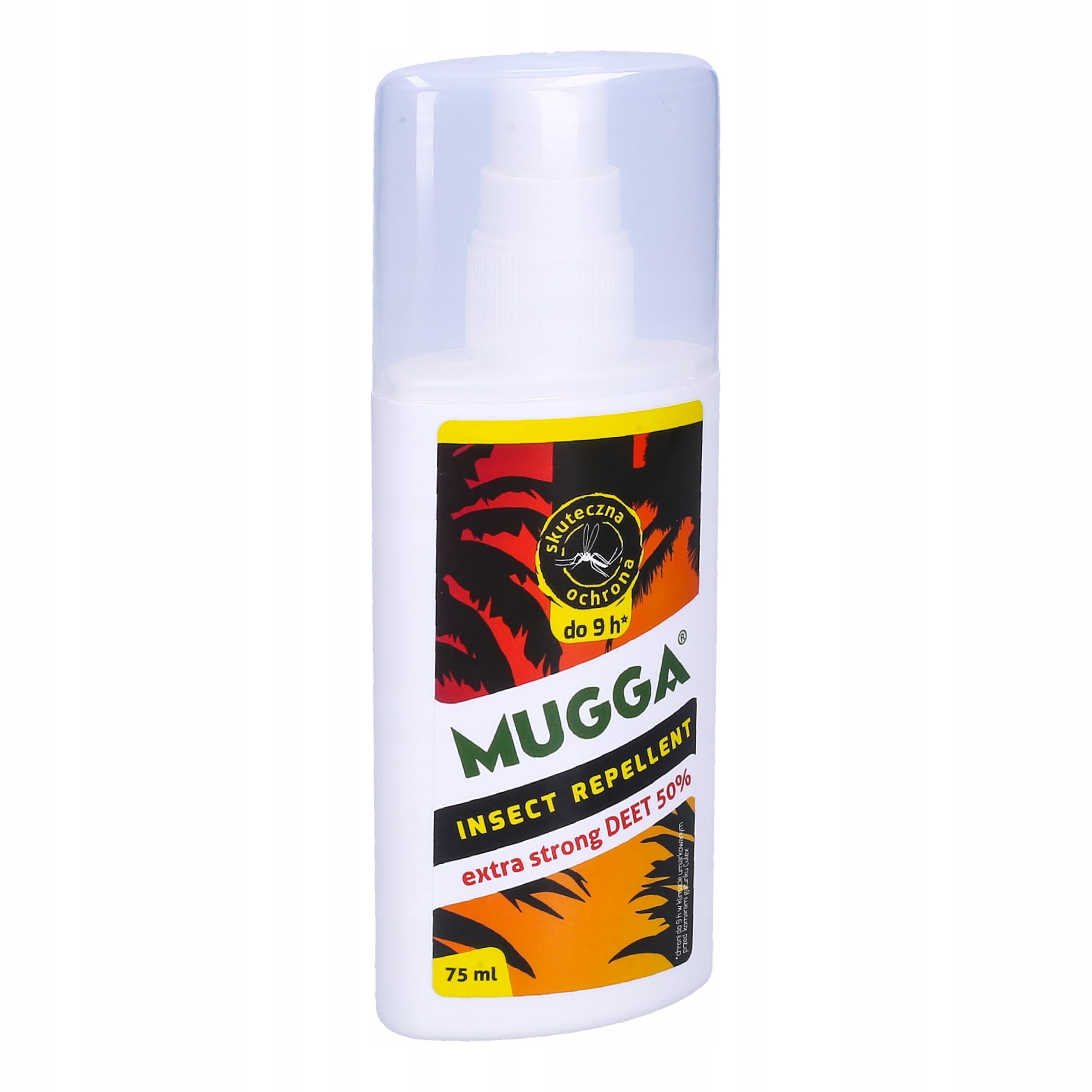 Mugga Spay Repellente per Insetti 50% Extra Strong 75 ml Protezione contro Le Zanzare Tropicali ed europei Tenaglie Moscerini Simulide Mosche Acari