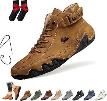 Italian Handmade Suede High Boots, Beck Shoes Men Waterproof Suede Casual Sneakers Outdoor Non-Slip Breathable Barefoot Ankle Boots For Hiking, DrivingBrown,45 EU