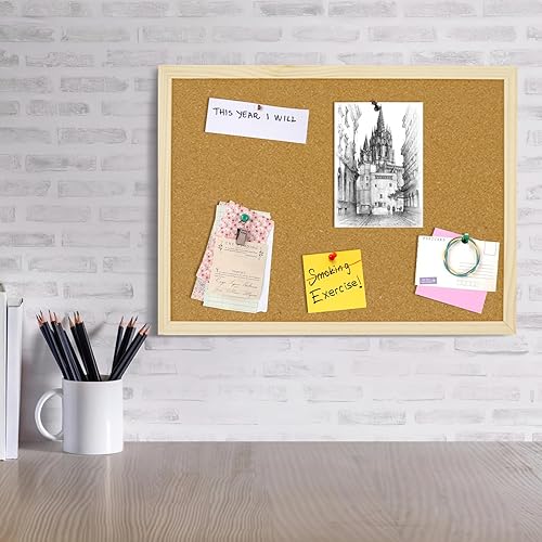 Miniatura 7 de 2 tableros de corcho, tablero de anuncios de 17.7 x 13.3 pulgadas, corchos para pared, tablero de anuncios de corcho, tablero de visión perfecto