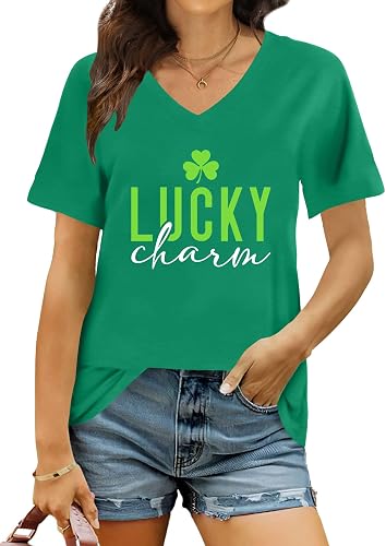 Ithalt St Patricks Day Shirt for Women Lucky Irish Shamrock Tshirt Saint Patrick