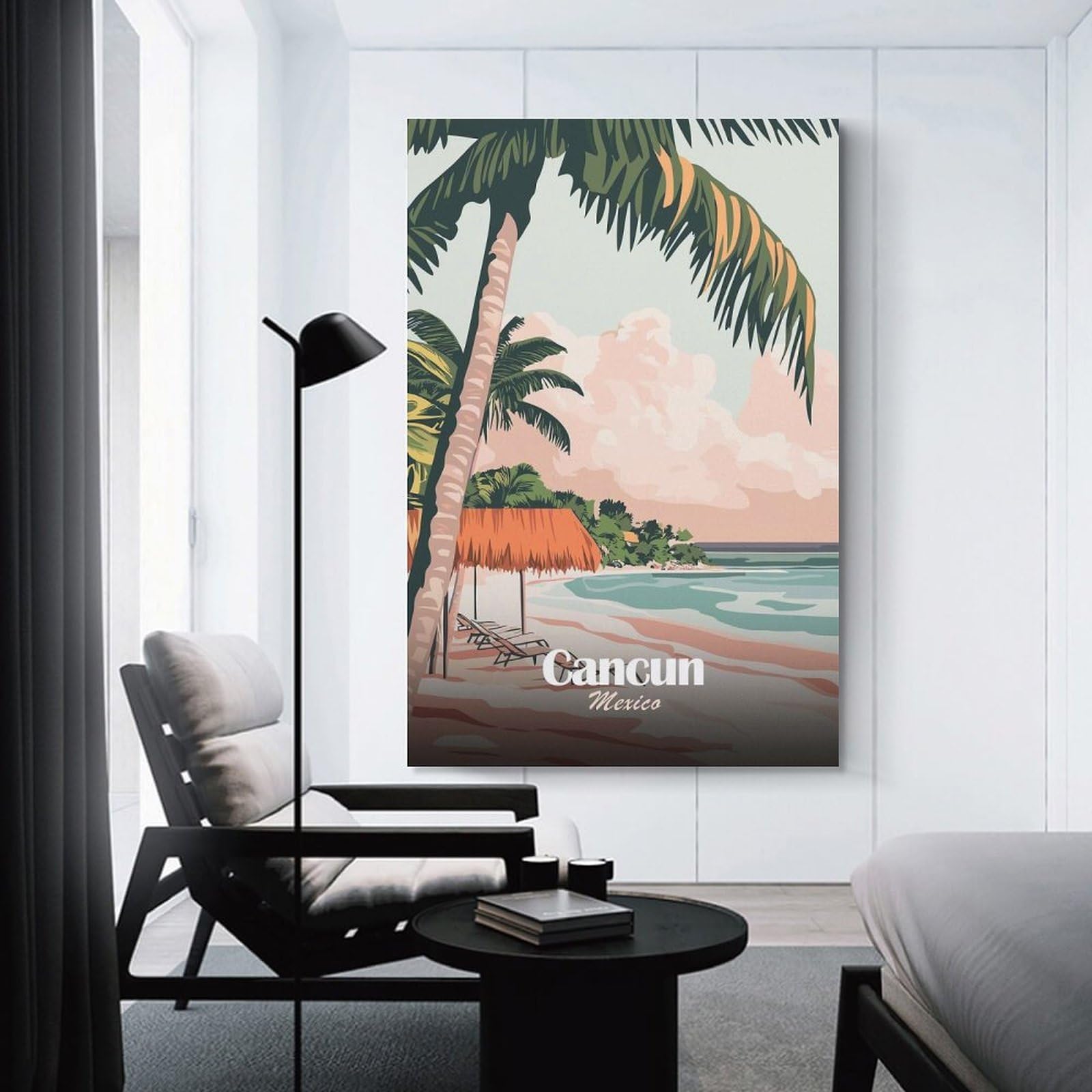 Junmoney Cancun Mexico Beach Travel Decorative Canvas Print 20x30inch(50x75cm), for Corridors, Hallways Or Apartment Entries, Decorative Wall Art for Narrow Spaces