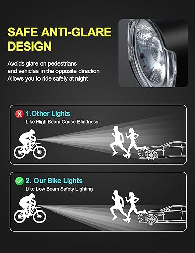 Miniatura 5 de INBIKE Faro delantero de bicicleta, luces impermeables IP65, recargable por USB, 6 modos, luces de bicicleta superbrillantes de alto lúmenes, luz