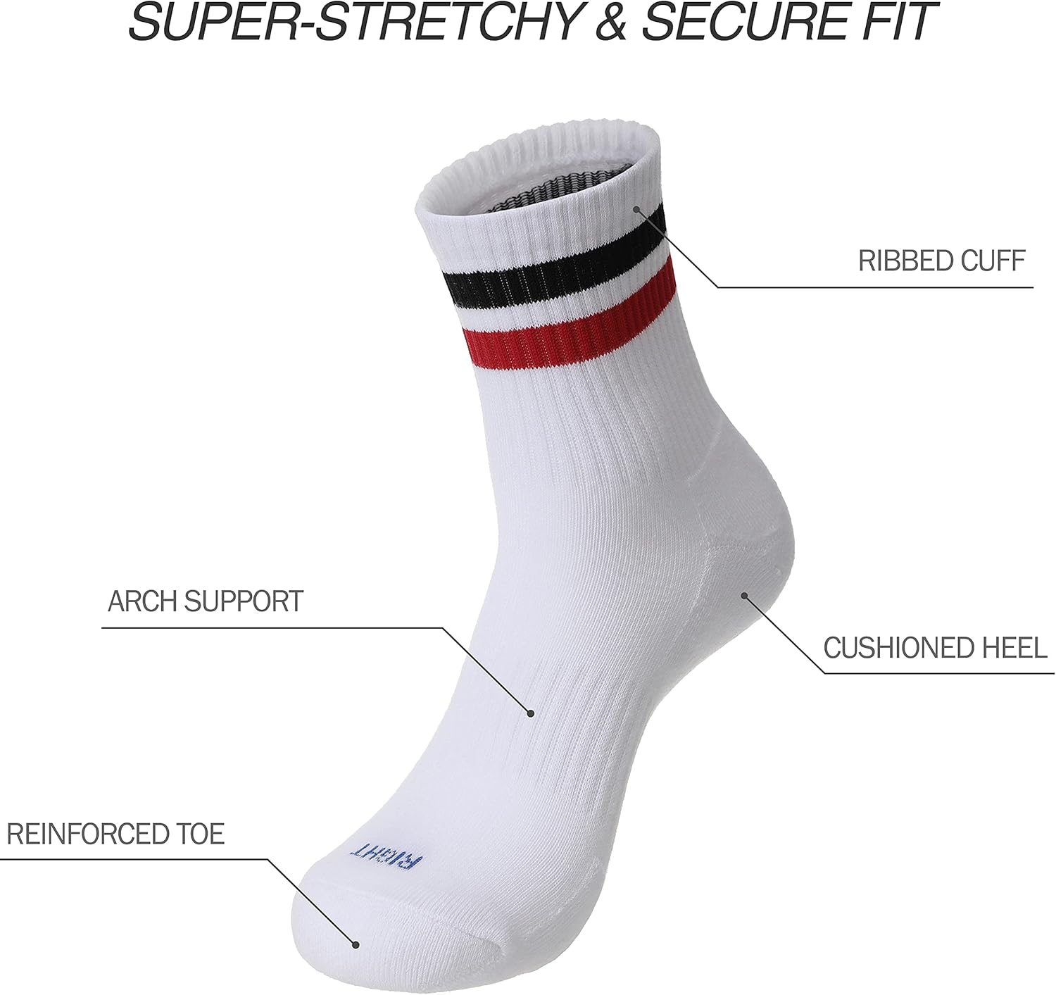 PERFECT CORNER Cotton Striped Athletic Quarter Socks with Cushioning & Arch Support for Running & Workouts - Image 4