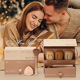 DUcare 21pcs Christmas Makeup Gift Set,with 14Pcs Makeup Brush set 3pcs Makeup Sponges 3pcs Sponge Holder 1pc Powder Puff for Foundation Blending Powder Blush Eyeshadows