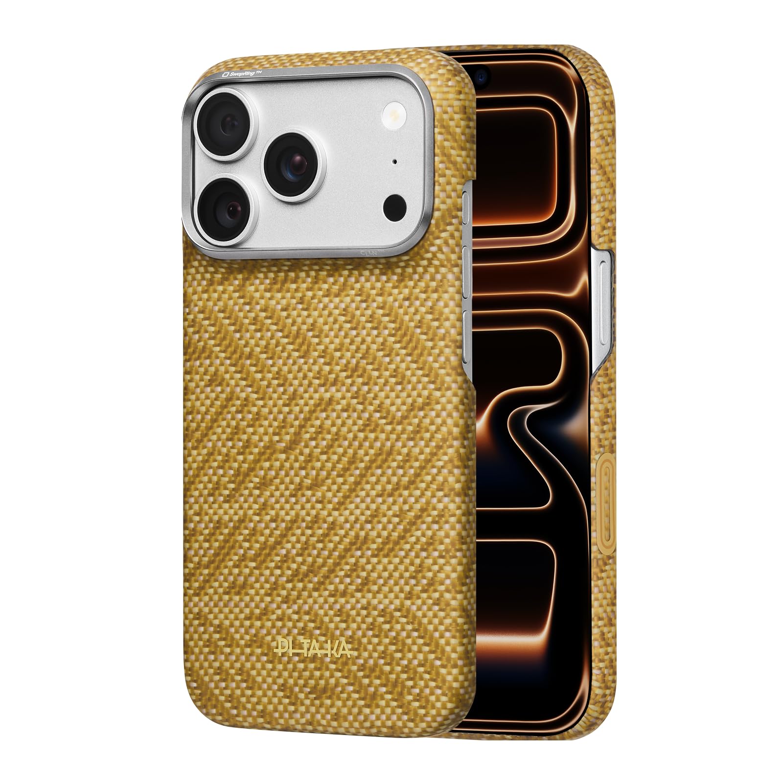 pitaka for iPhone 18 Pro Case 6.3" with Caseless Feeling, Wheat Waves