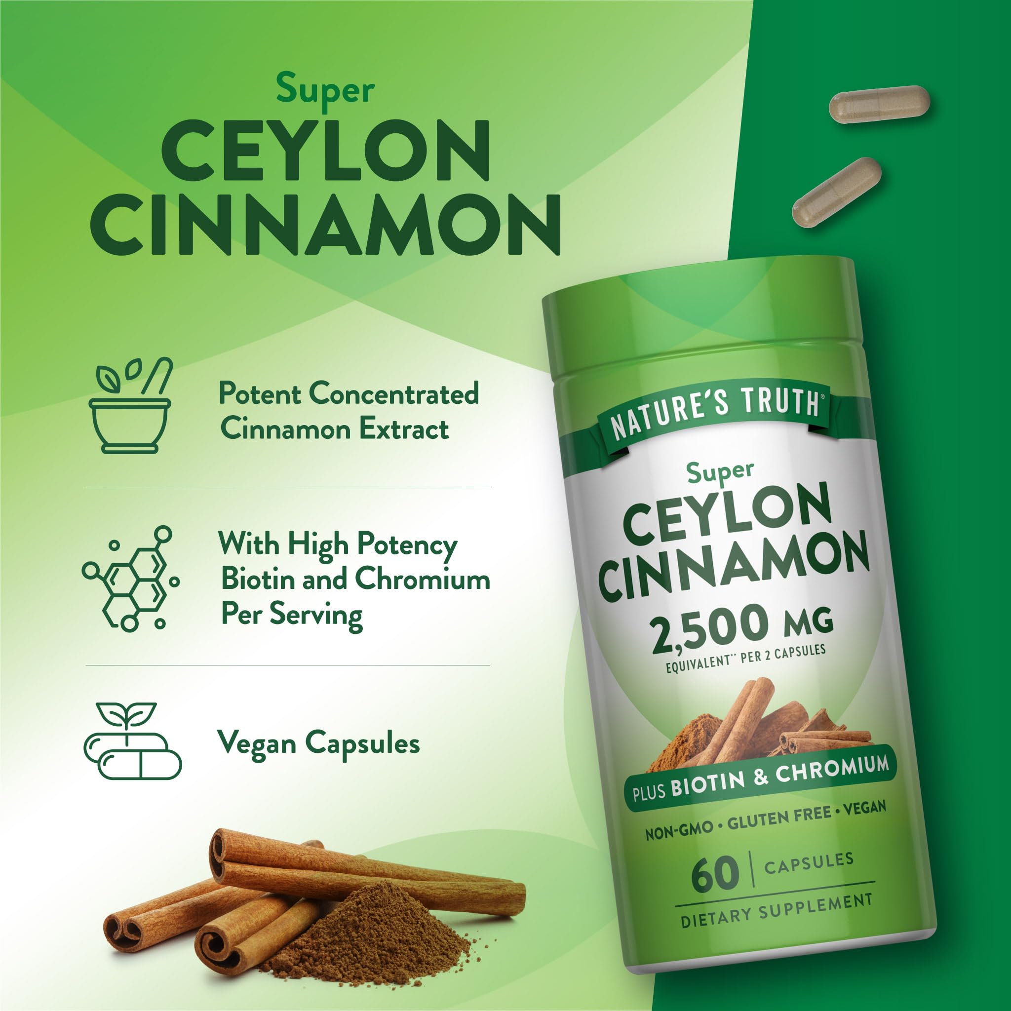 Nature's Truth Ceylon Cinnamon Capsules | Plus Chromium and Biotin — Amazon image 5