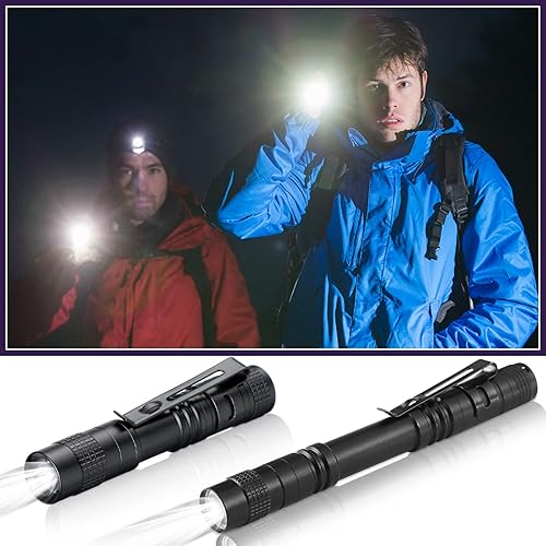 Miniatura 10 de Zhehao 30 linternas LED pequeñas con clip de aluminio táctico bolsillo linterna AAA funciona con pilas, mini linterna impermeable pequeña portátil