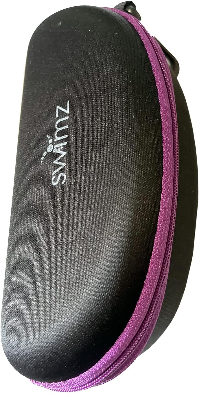 Swimz Swimming Goggle Case Black/Purple Semi Rigid Swimming Goggle