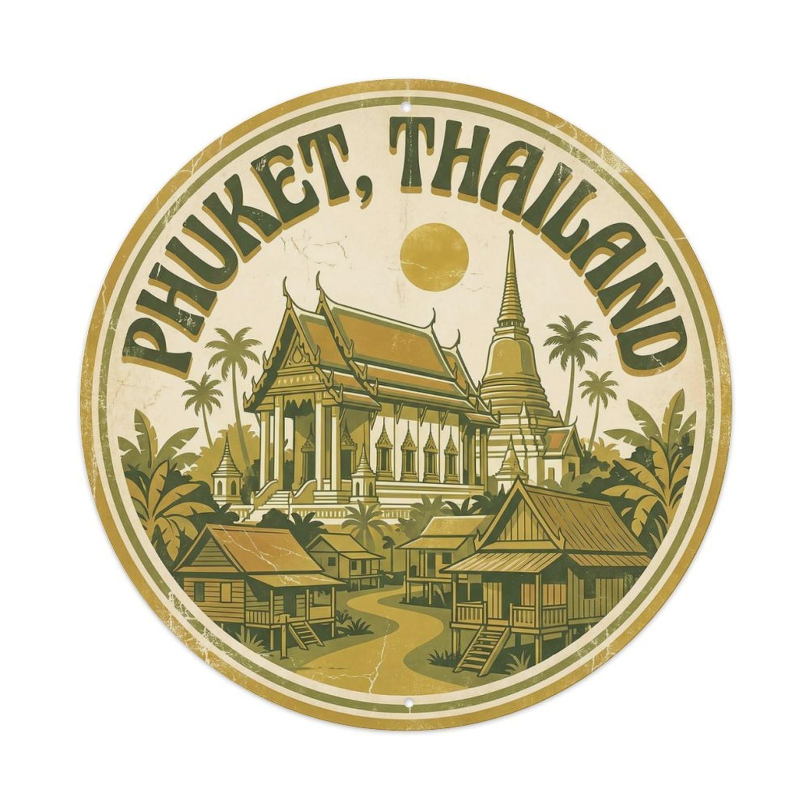 Phuket Kathu Temple Travel Historic Shrine Metal Tin Sign