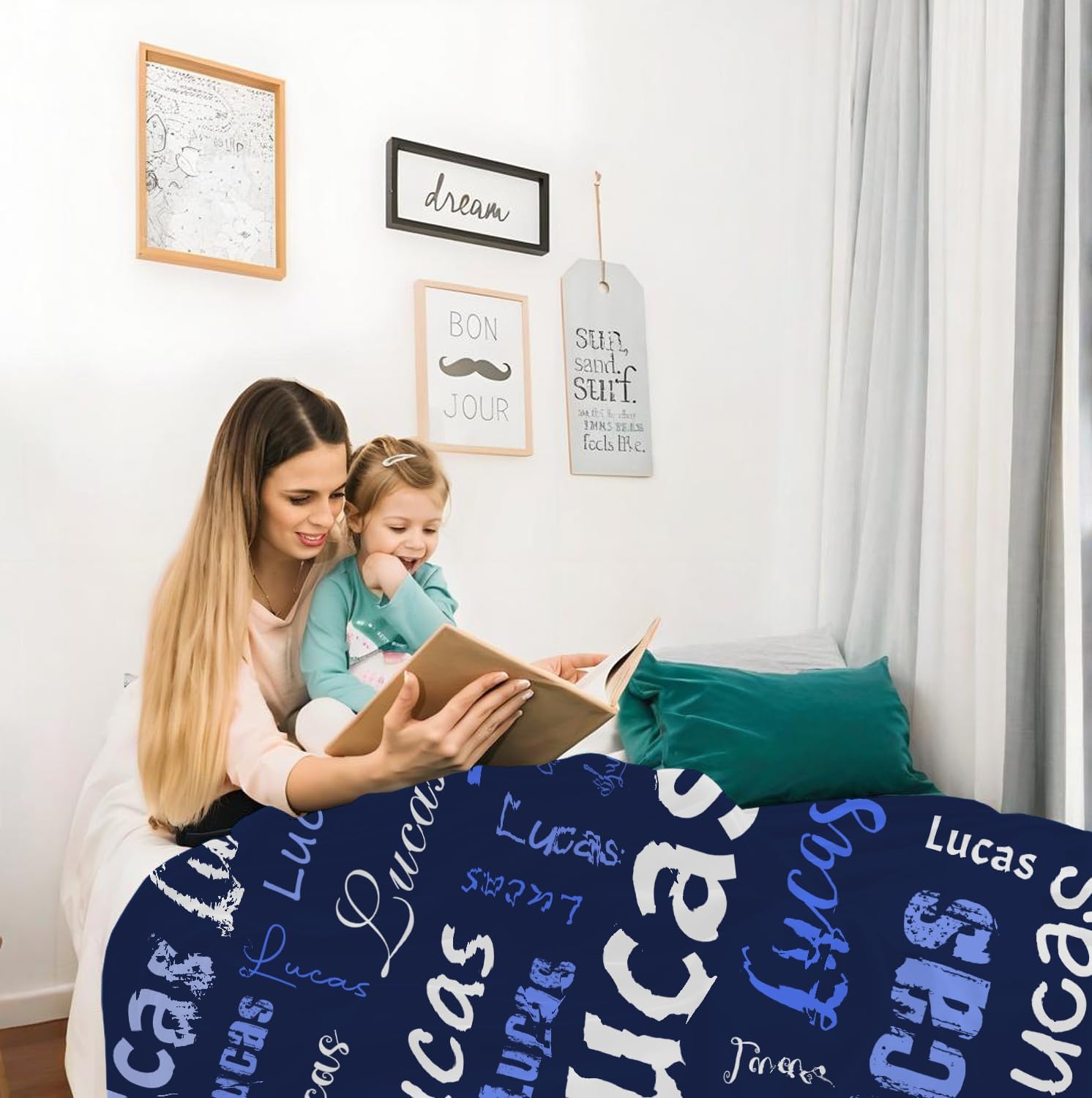 Ships Next Day, Custom Name Blanket - Personalized Flannel Kids Blankets for Teen Boys & Girls, Christmas Blanket Gifts for Child, Moon Celebration for Baby - Image 3